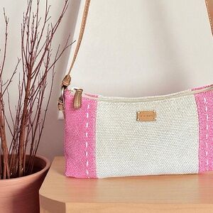 RELIC by FOSSIL Shoulder Bag Pink & Off-White Woven Fabric EUC🩷🤍✨